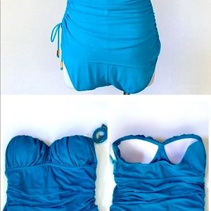 Blue spanx swim suit